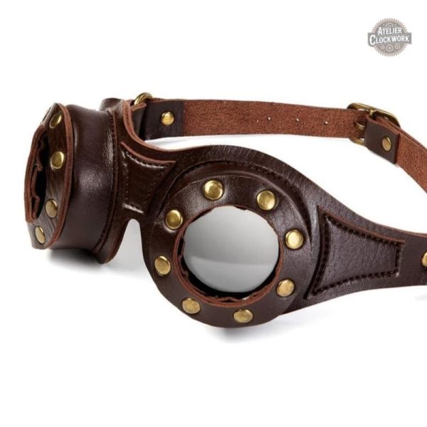 lunette-steampunk-cuir-1 Lunette Steampunk Cuir Riveté - Style Rétro