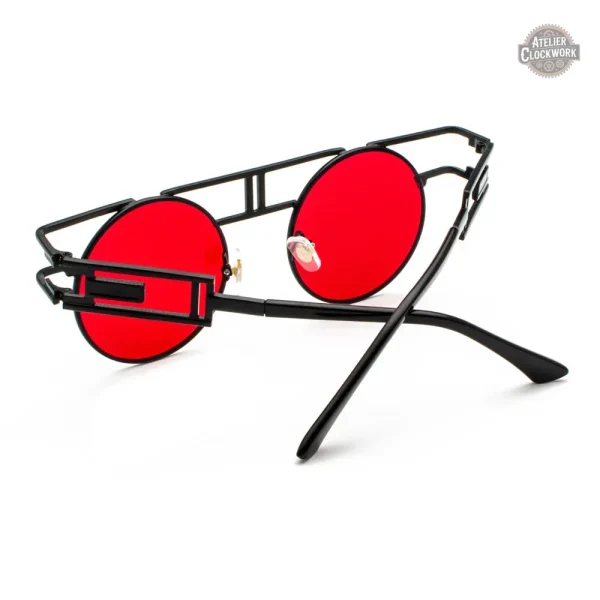 Monture Steampunk chic avec verres rouges vibrants