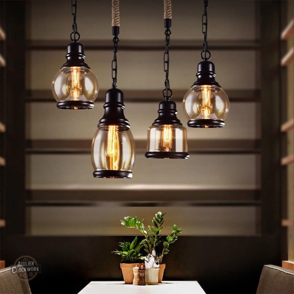 Lustre en verre ambré pour intérieur