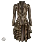 Manteau léger femme steampunk rayé à encolure