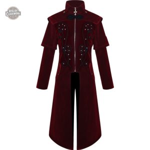 Redingote steampunk noire avec détails élégants