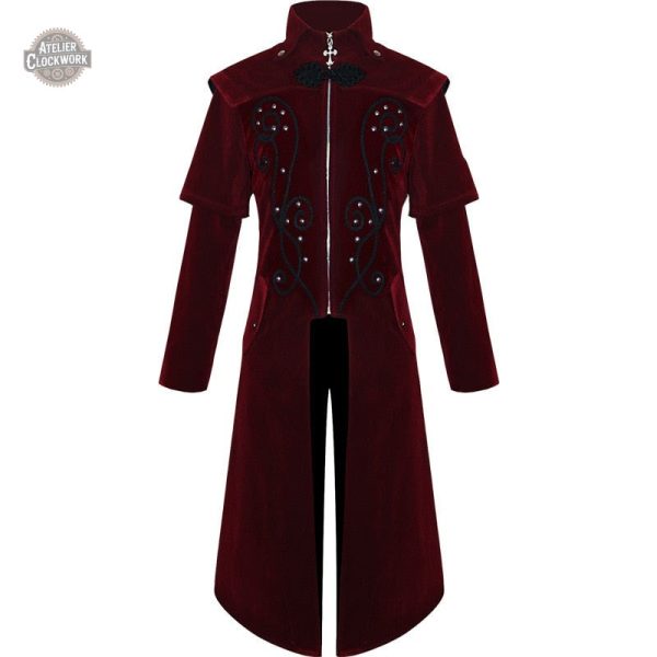Redingote steampunk noire avec détails élégants