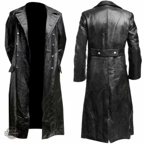Manteau Simili Cuir Homme - style officier militaire