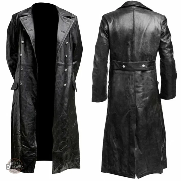 Manteau Simili Cuir Homme - style officier militaire
