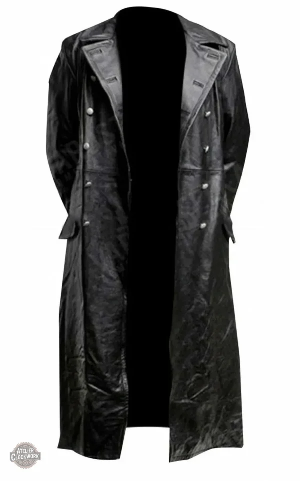 Manteau long en simili cuir pour look audacieux