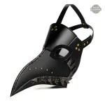 Masque à bec noir en cuir synthétique pour costume steampunk