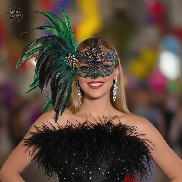 Masque chic à plumes, inspiration Belle Epoque
