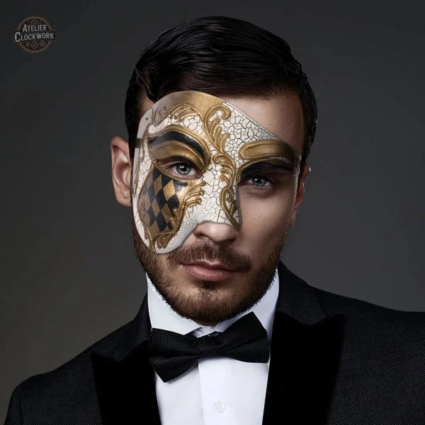 Masque demi-visage vintage inspiré par l'Opéra