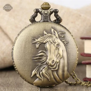 Montre à gousset cheval vintage en bronze