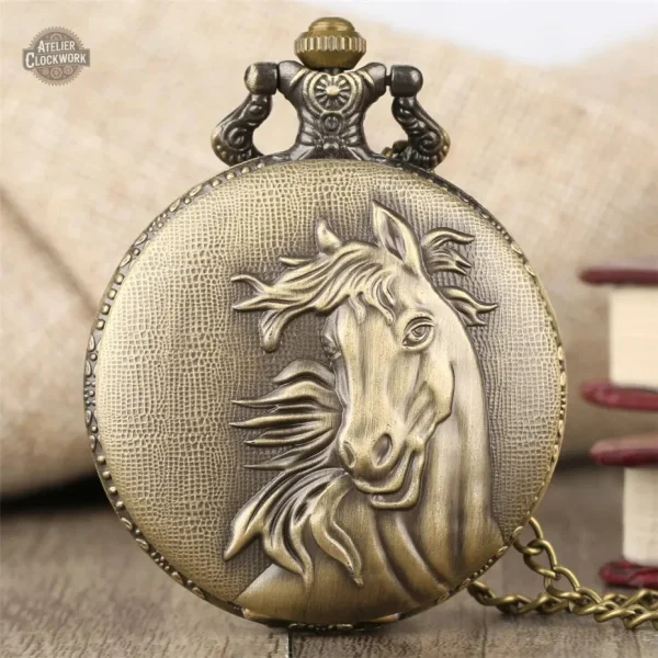 Montre à gousset cheval vintage en bronze