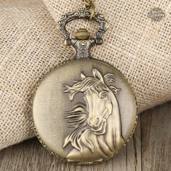 Montre à gousset cheval en bronze classique