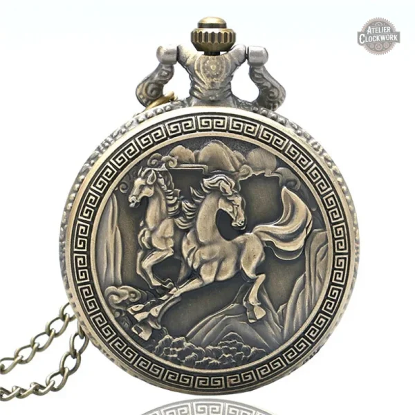 Montre à gousset cheval en bronze élégant