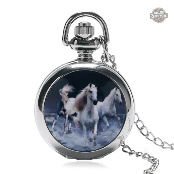 Montre à gousset cheval vintage en bronze - vue 3