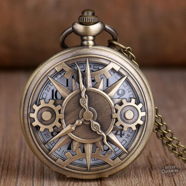 Montre à gousset raffinée, style engrenages creux