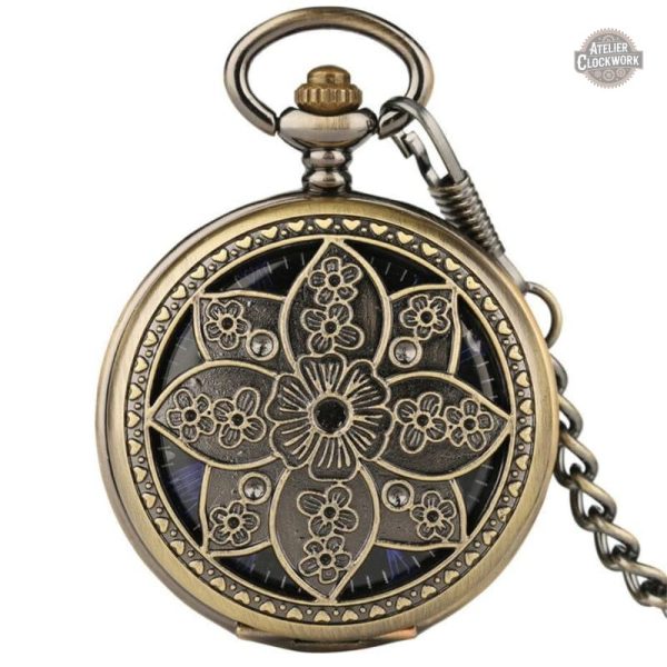 montre-a-gousset-lotus-steampunk-store-1 Montre à Gousset Lotus - Fleur Vintage