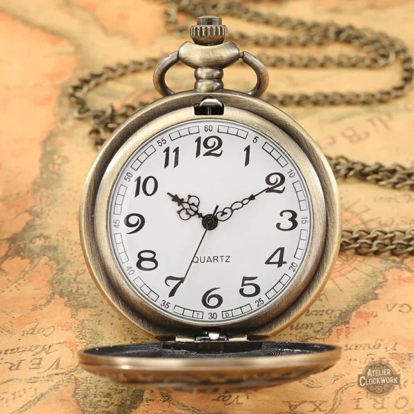 Montre à gousset à quartz au style rétro steampunk