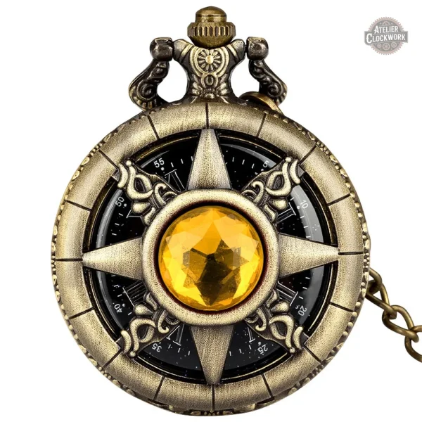 montre-a-gousset-steampunk-soleil-etoile-en-bronze-1 Montre à gousset steampunk en bronze