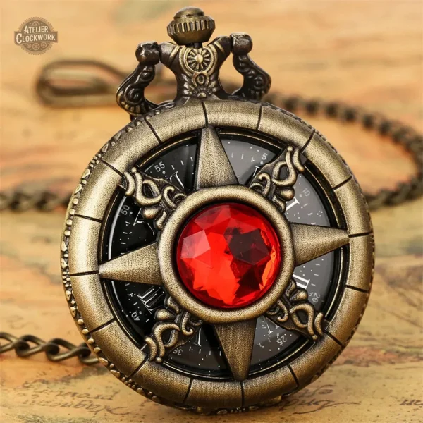 Montre à gousset élégante avec motif soleil