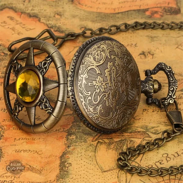 Montre à gousset soleil étoilé artistique