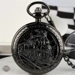 Montre à gousset raffinée, motif train à vapeur