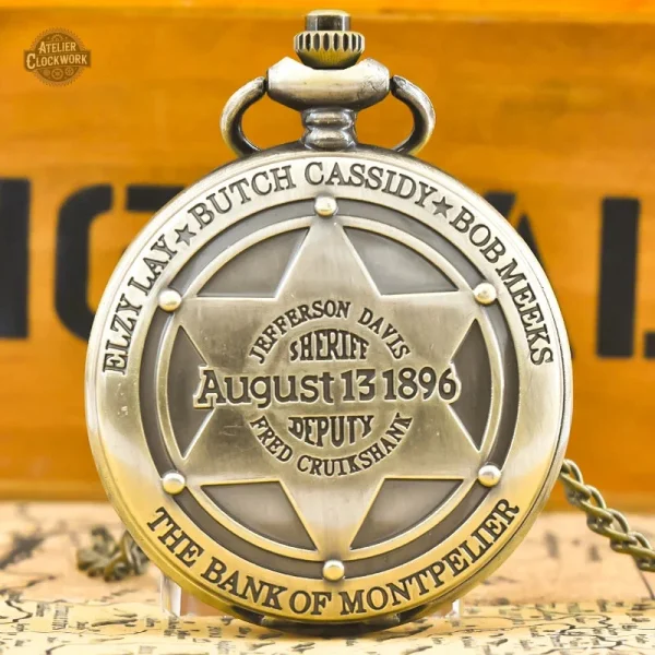 Montre à gousset style Western avec badge