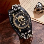 Montre steampunk avec motif crâne unique