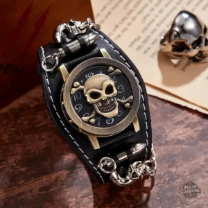 Montre steampunk avec motif crâne unique
