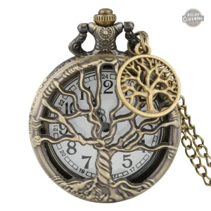 Montre de poche en bronze Arbre de Vie ajourée