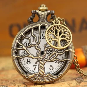 Montre à gousset en bronze avec collier inclus