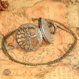 Montre de poche ajourée design arbre de vie