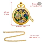 Montre de poche à quartz, hiboux et abeille dorés