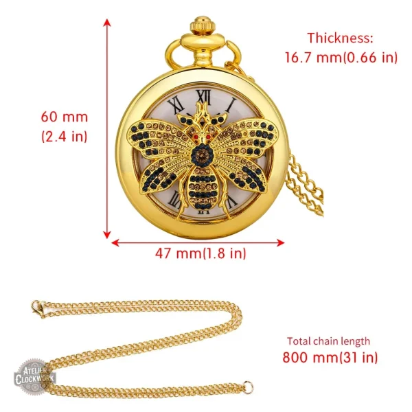 Montre à gousset avec abeille, design raffiné