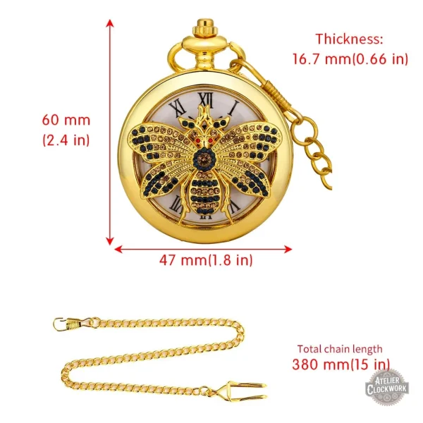 Montre de poche hiboux dorée, accessoire chic
