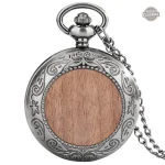 Montre de poche steampunk en bois et alliage gris
