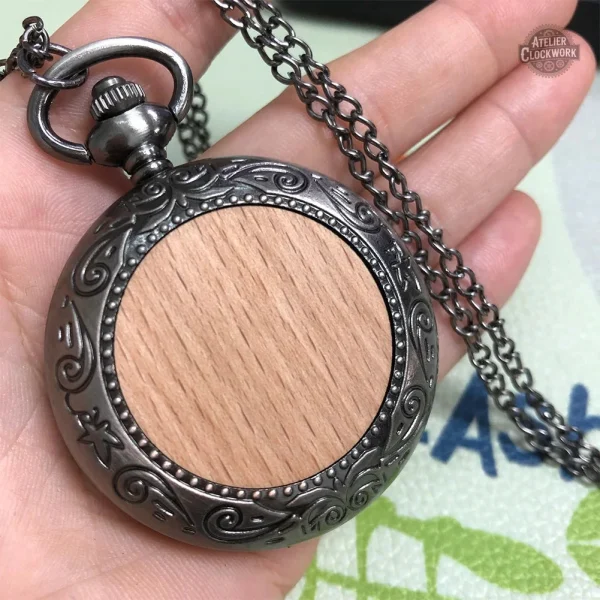 Montre de poche avec finition en bois