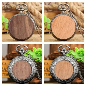 Montre à gousset steampunk en bois