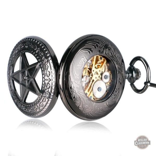 Montre à gousset avec design pentagramme mystérieux