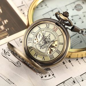 Montre à gousset bois design corsaire vintage