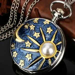 Montre à Gousset élégante avec motifs lunaires