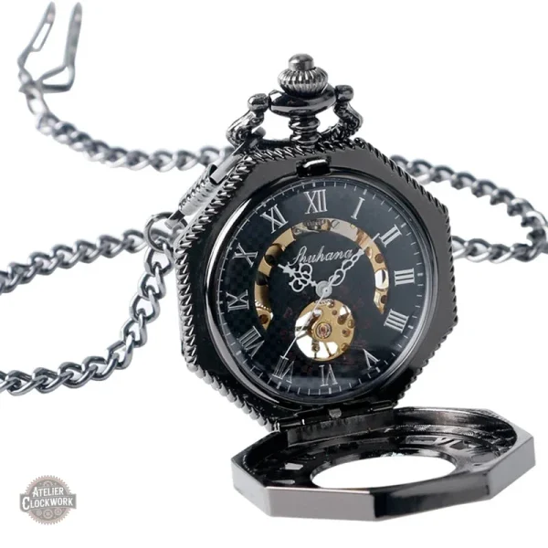 Montre à gousset homme, finition octogonale