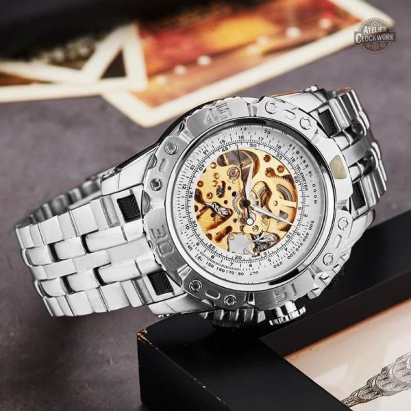 Montre squelette avec mouvement automatique pour homme