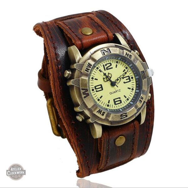 montre-homme-cuir-marron-vintage-1 Montre Homme Cuir Marron Vintage - Jean Mermoz