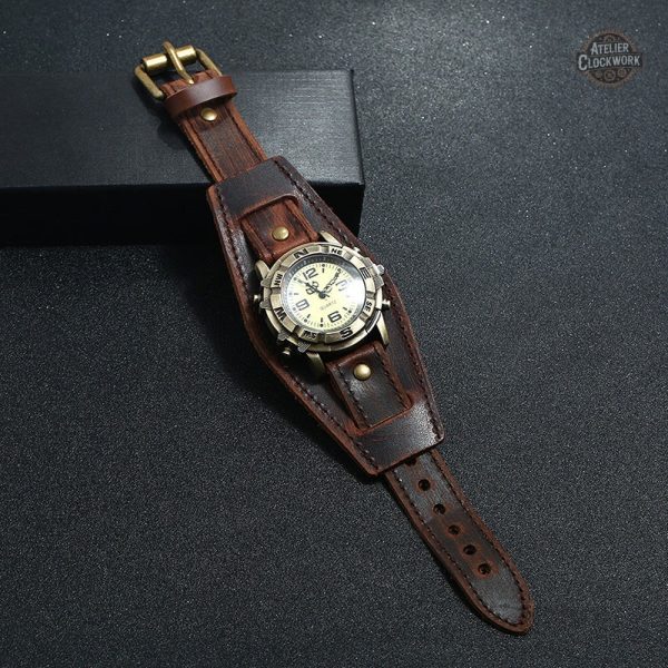 Cuir marron élégant, montre pour homme audacieux