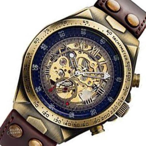 montre-homme-squelette-bracelet-cuir-steampunk-store-1 Montre Squelette Homme Moriarty