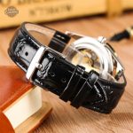 Montre automatique design steampunk, bracelet cuir