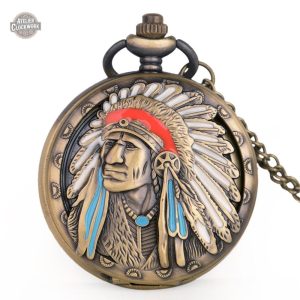 Montre à gousset Chef Apache, style indien intemporel