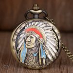 Montre de poche artisanale, motif indien unique