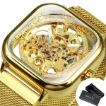Montre femme au style rétro, mécanisme exposé