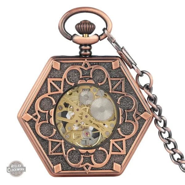 Montre à gousset design hexagonal pour femmes