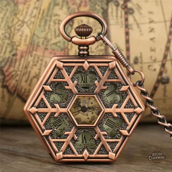 Garde-temps à gousset hexagonal pour femme chic